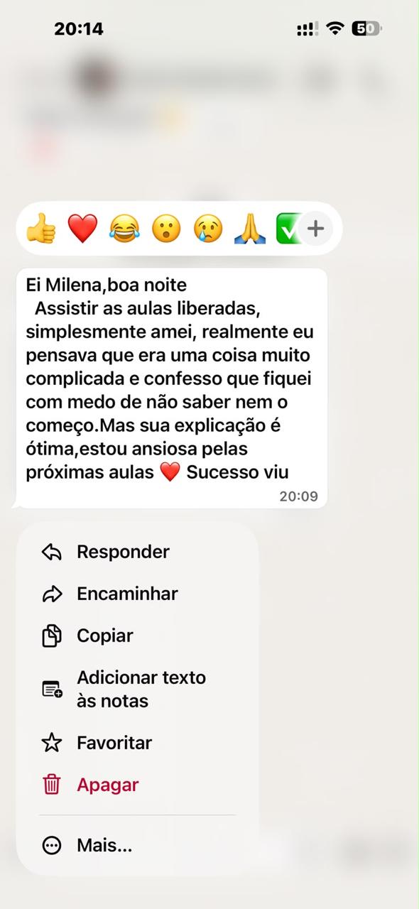 Print de conversa no WhatsApp com aluna 3